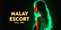Malay escort call girl with green lighting. Text: Malay Escort, Call Girl.